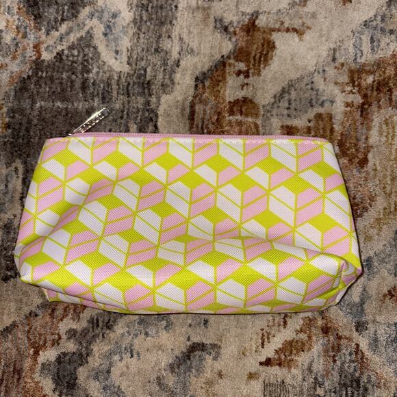 2 Clinique Cosmetic/Makeup Bag Cherry Print And Geometric Cube Print - Picture 6 of 9